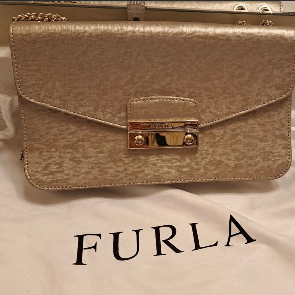 Furla crossbody gold used once